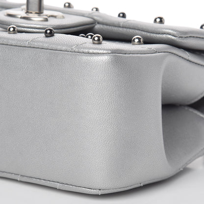 Chanel Metallic Lambskin Chevron Quilted Studded Mini Flap Silver 10 of 10