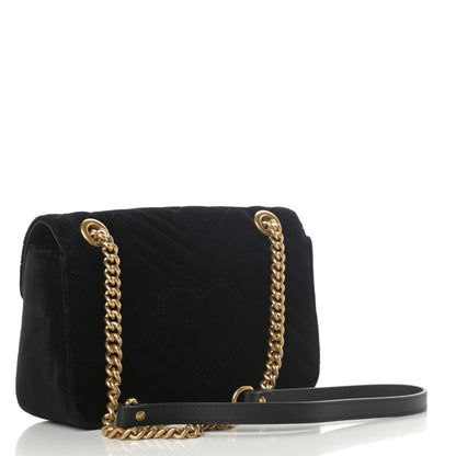 Gucci Velvet Matelasse Small GG Marmont Shoulder Bag Black 3 of 11