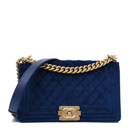 Chanel Velvet Quilted Medium Boy Flap Dark Blue 1 of 11