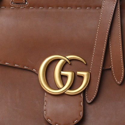 Gucci Calfskin Small GG Marmont Top Handle Bag Brown 10 of 14