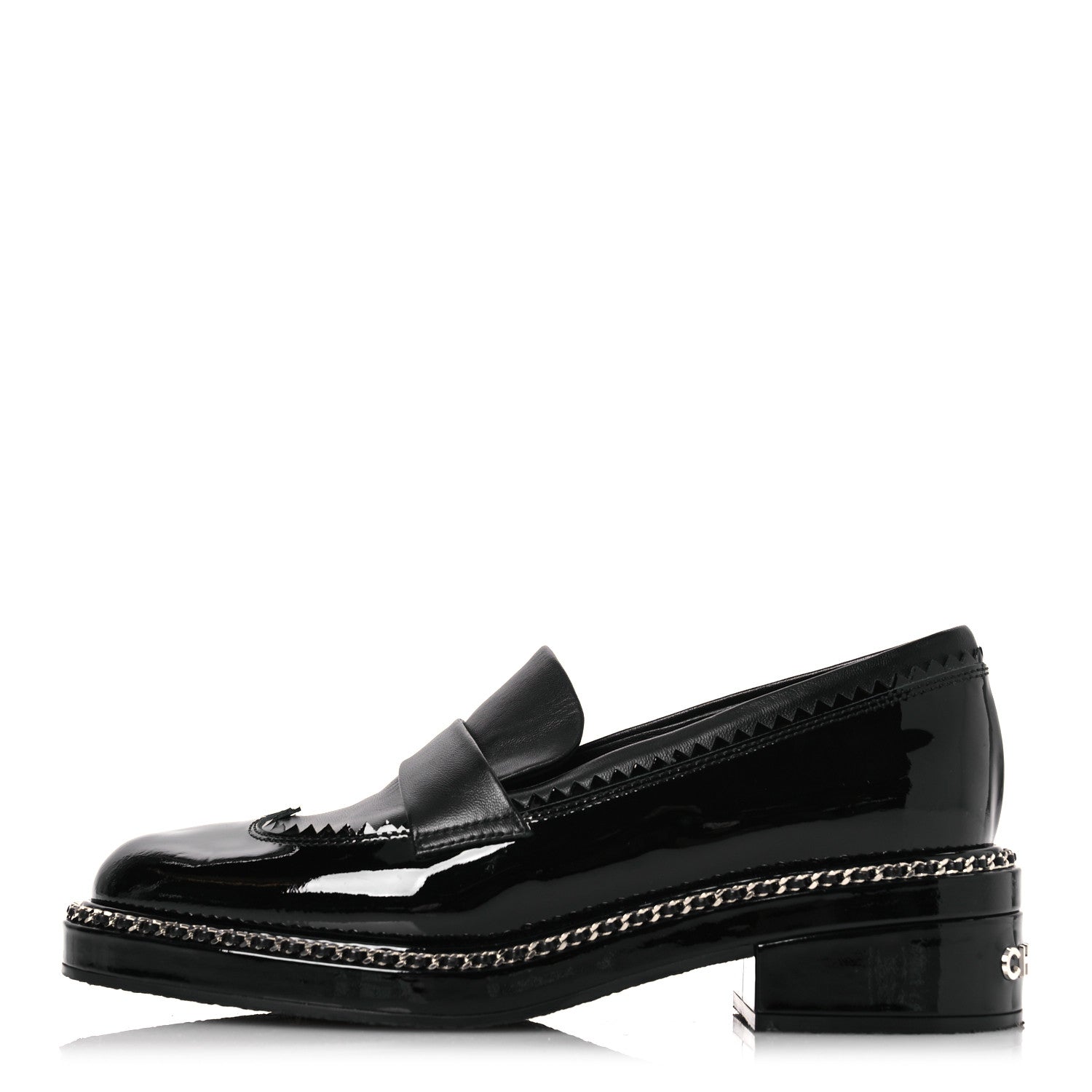 Chanel Patent Lambskin CC Chain Mocassin Loafers 37 Black 1 of 11