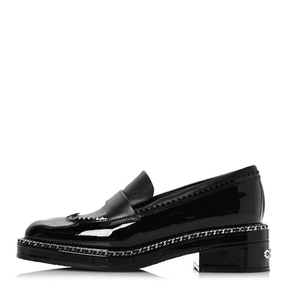 Chanel Patent Lambskin CC Chain Mocassin Loafers 37 Black 1 of 11