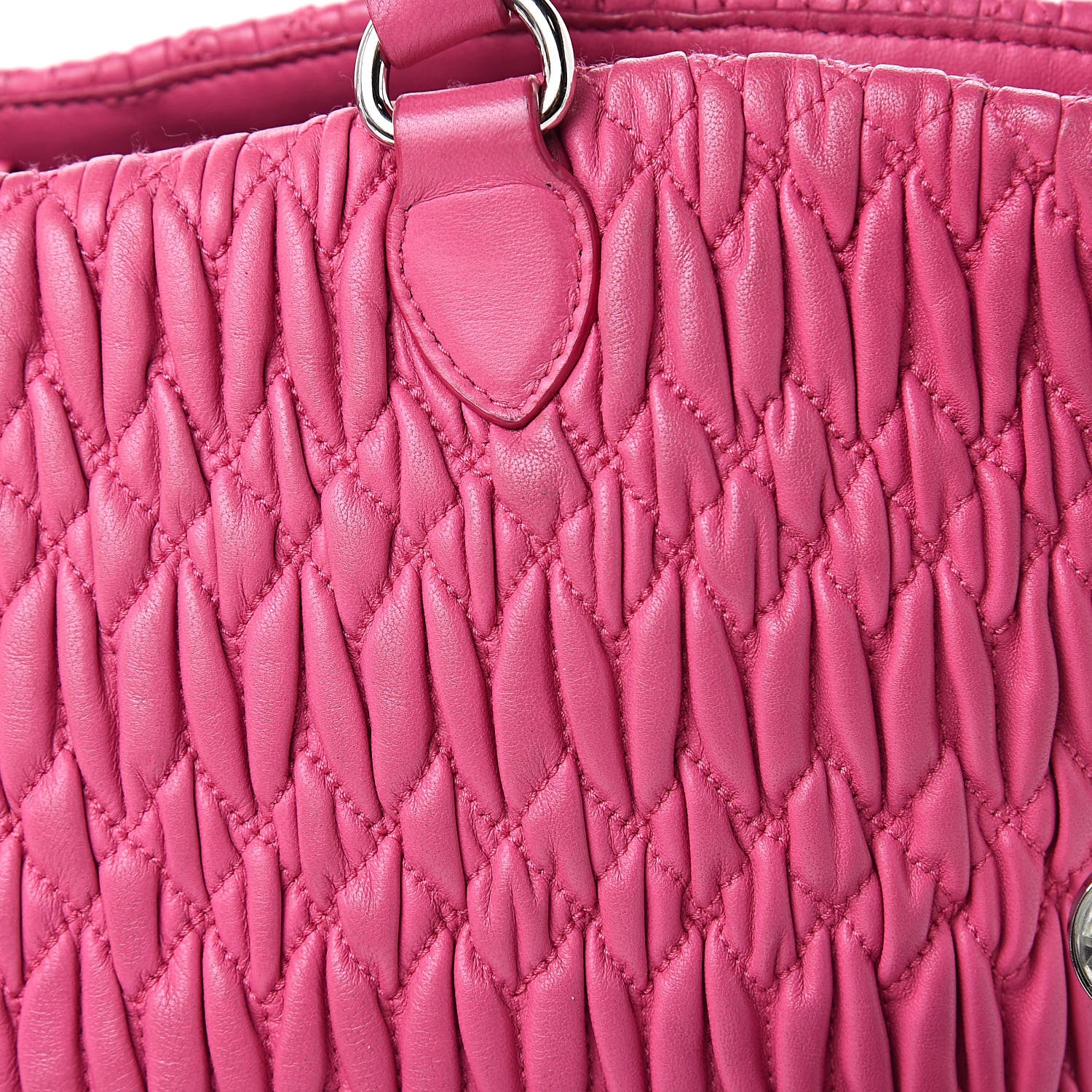 Miu Miu Nappa Matelasse Swarovski Crystal Tote Fuxia 12 of 14