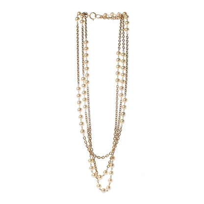 Chanel Pearl Chain Multi Strand Necklace Gold 3 of 8