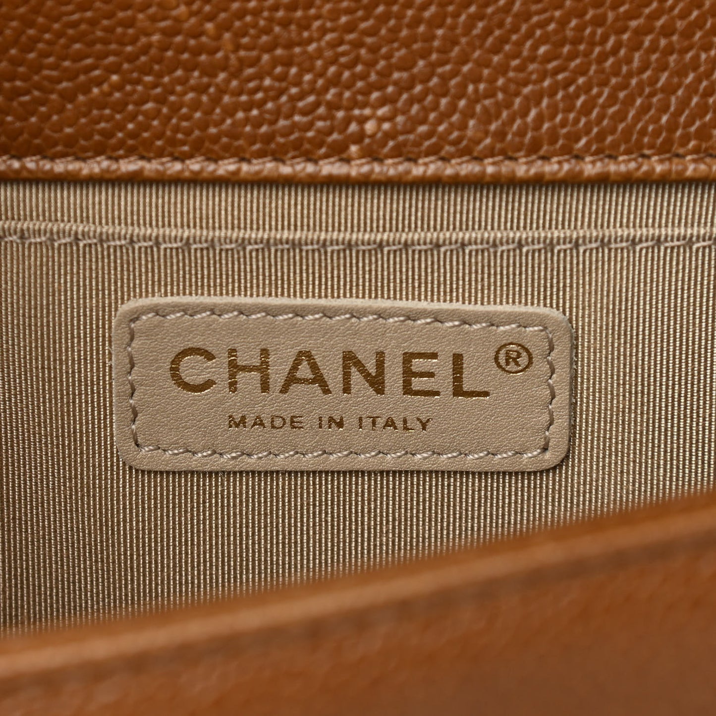 Caviar Quilted Medium Boy Flap Light Brown