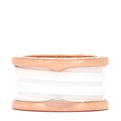 Bulgari 18K Rose Gold White Ceramic B.Zero1 Four-Band Ring 54 6.75 1 of 4