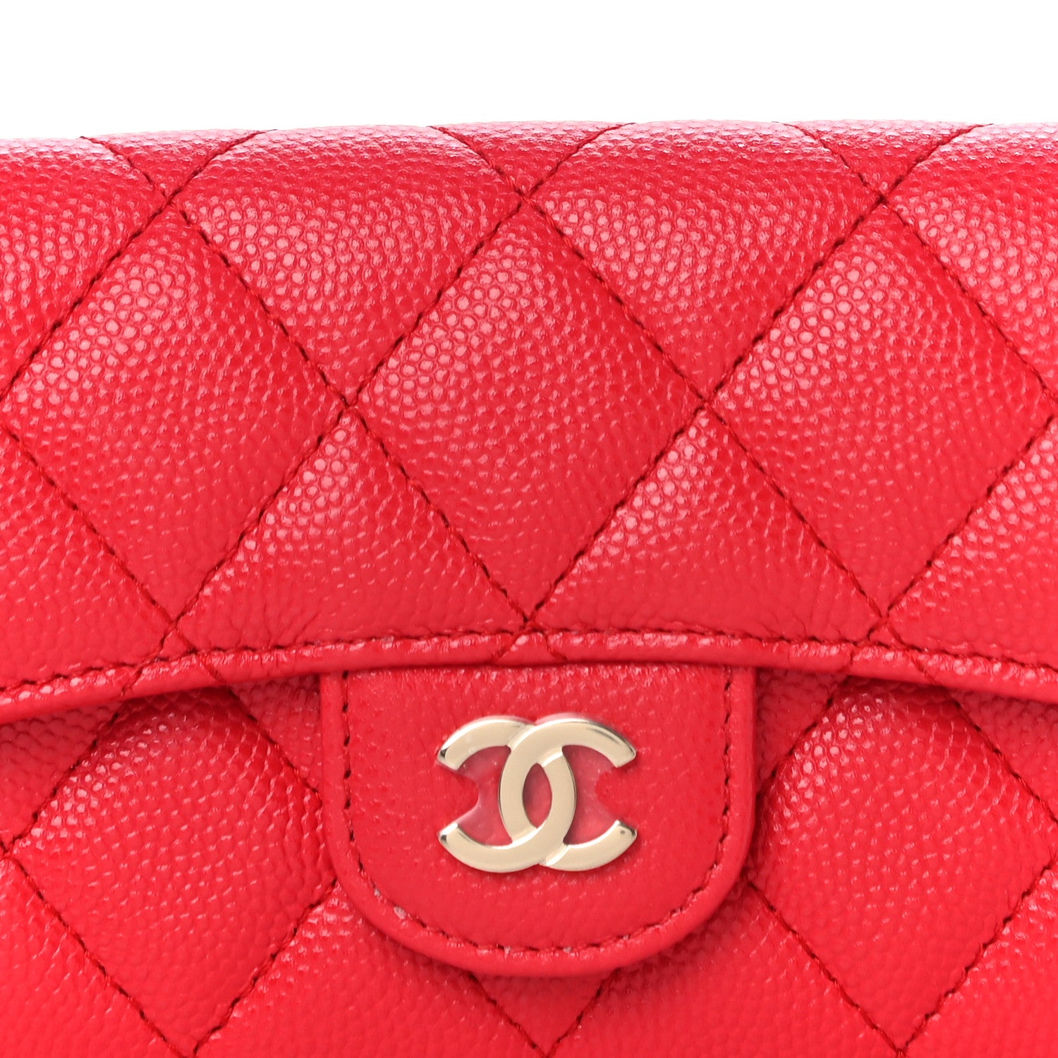 Chanel Caviar Quilted Flap Card Holder Wallet Red 9 of 12