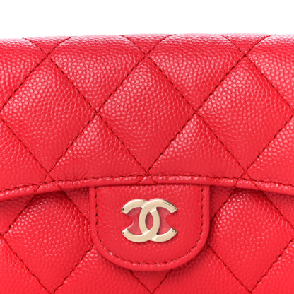 Chanel Caviar Quilted Flap Card Holder Wallet Red 9 of 12