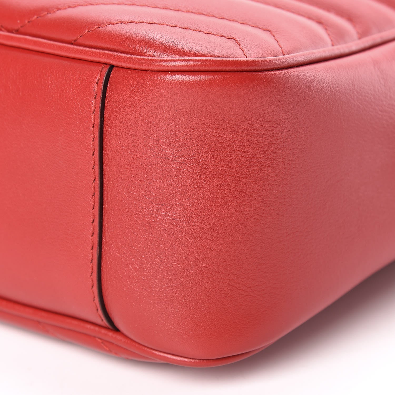 Gucci Calfskin Matelasse Medium GG Marmont Chain Shoulder Bag Hibiscus Red 7 of 11