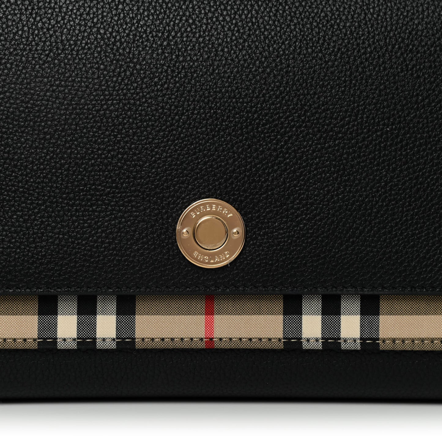 Grainy Calfskin Vintage Check Note Crossbody Bag Black