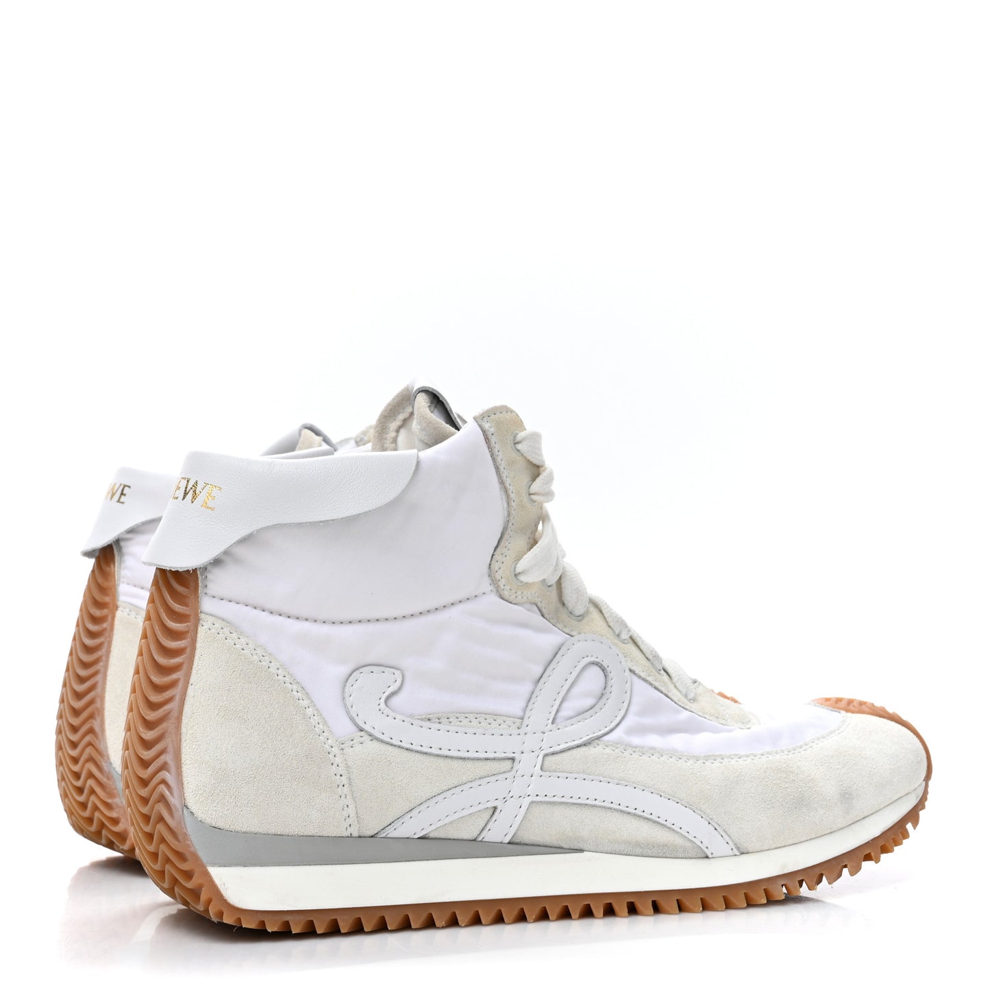 Nylon Suede Flow Runner High Top Sneakers 38 White