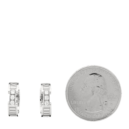 Tiffany 18K White Gold Diamond Atlas Hoop Earrings 2 of 5