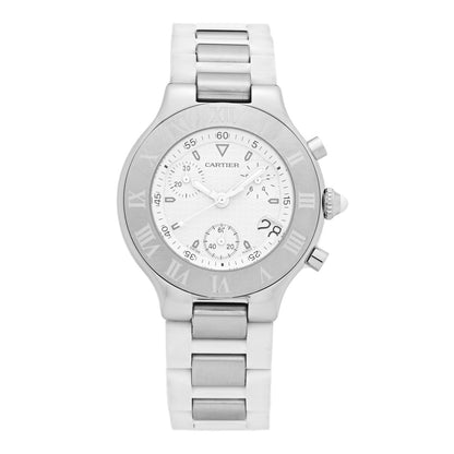 Cartier Stainless Steel Rubber 38mm Must 21 Chronoscaph Quartz Watch 1 of 4