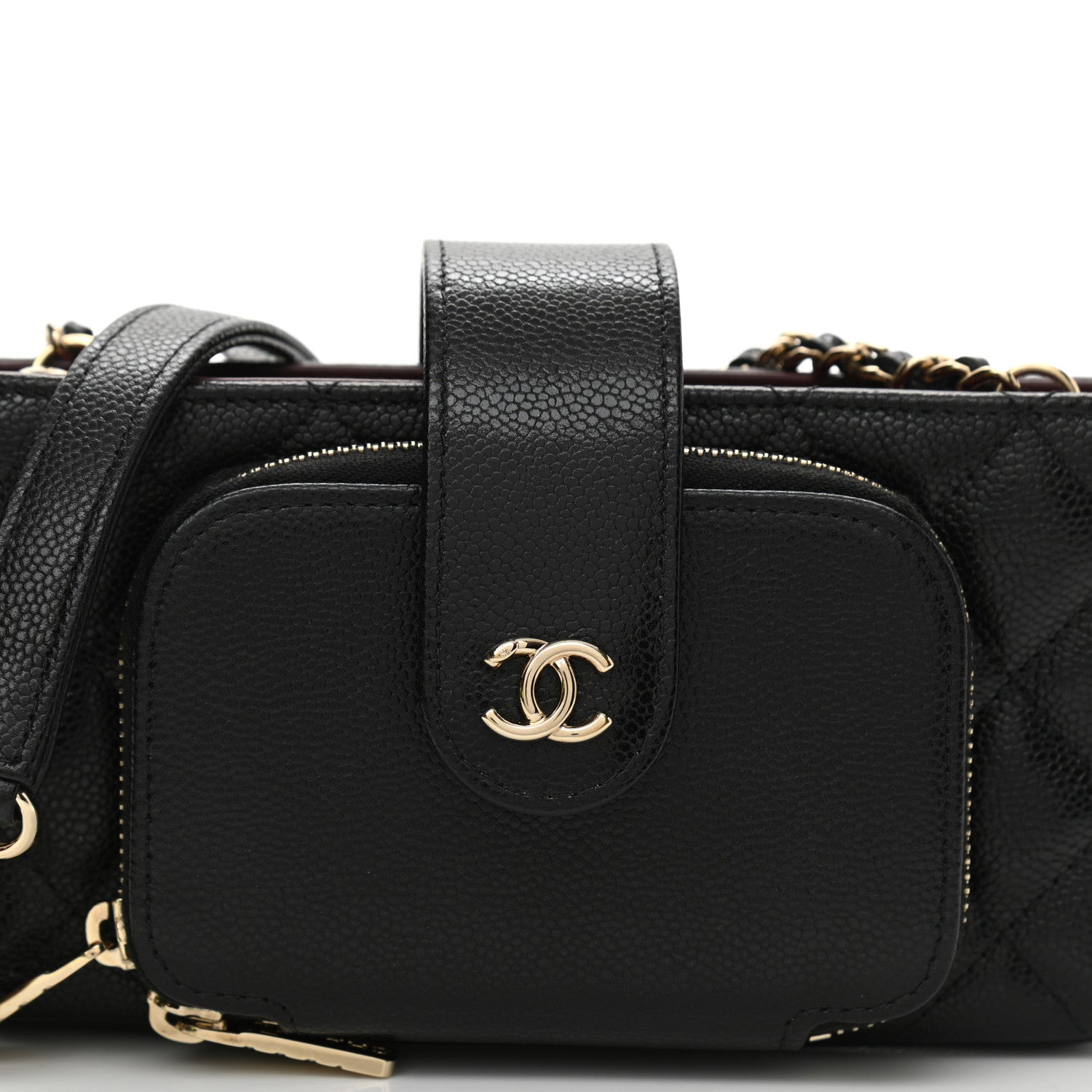 Chanel Caviar Quilted Business Affinity Phone Holder With Chain Black 8 of 10