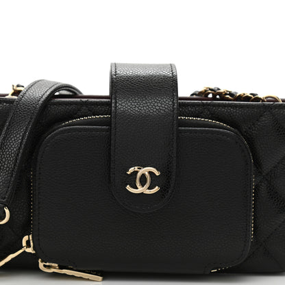 Chanel Caviar Quilted Business Affinity Phone Holder With Chain Black 8 of 10