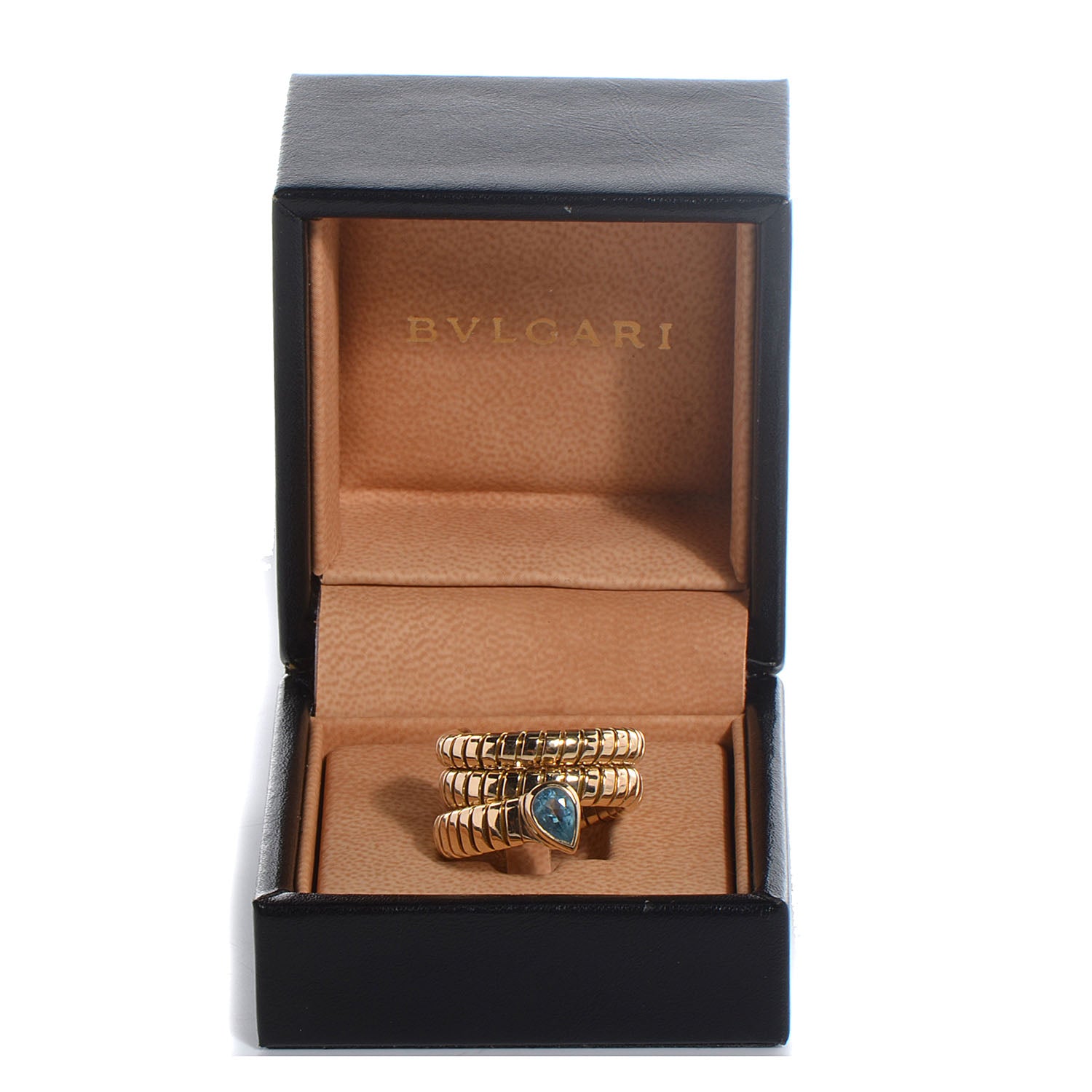 Bulgari BVLGARI 18K Yellow Gold Blue Topaz Serpenti Ring Size 7 5 of 5
