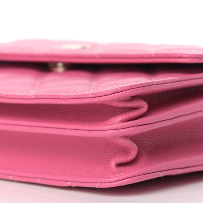 Chanel Caviar Quilted Square Wallet On Chain WOC Pink 10 of 11