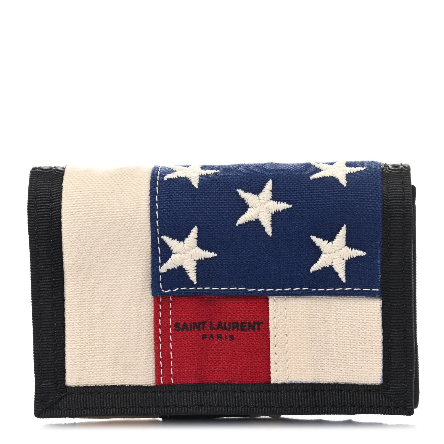 Saint Laurent Canvas American Flag Print Buffalo Compact Wallet 1 of 6