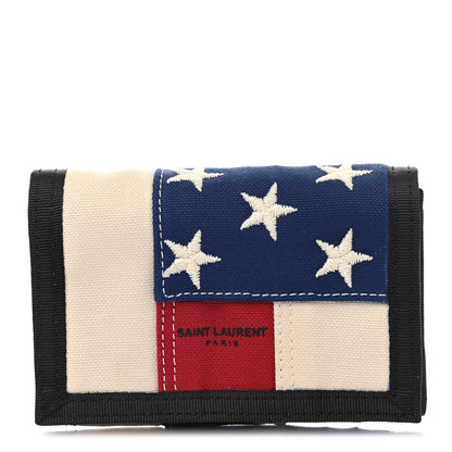 Saint Laurent Canvas American Flag Print Buffalo Compact Wallet 1 of 6