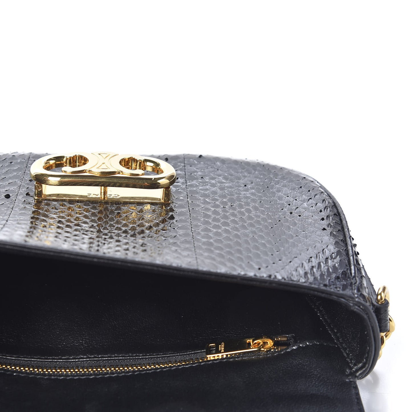 Snakeskin Medium Chain Maillon Triomphe Black