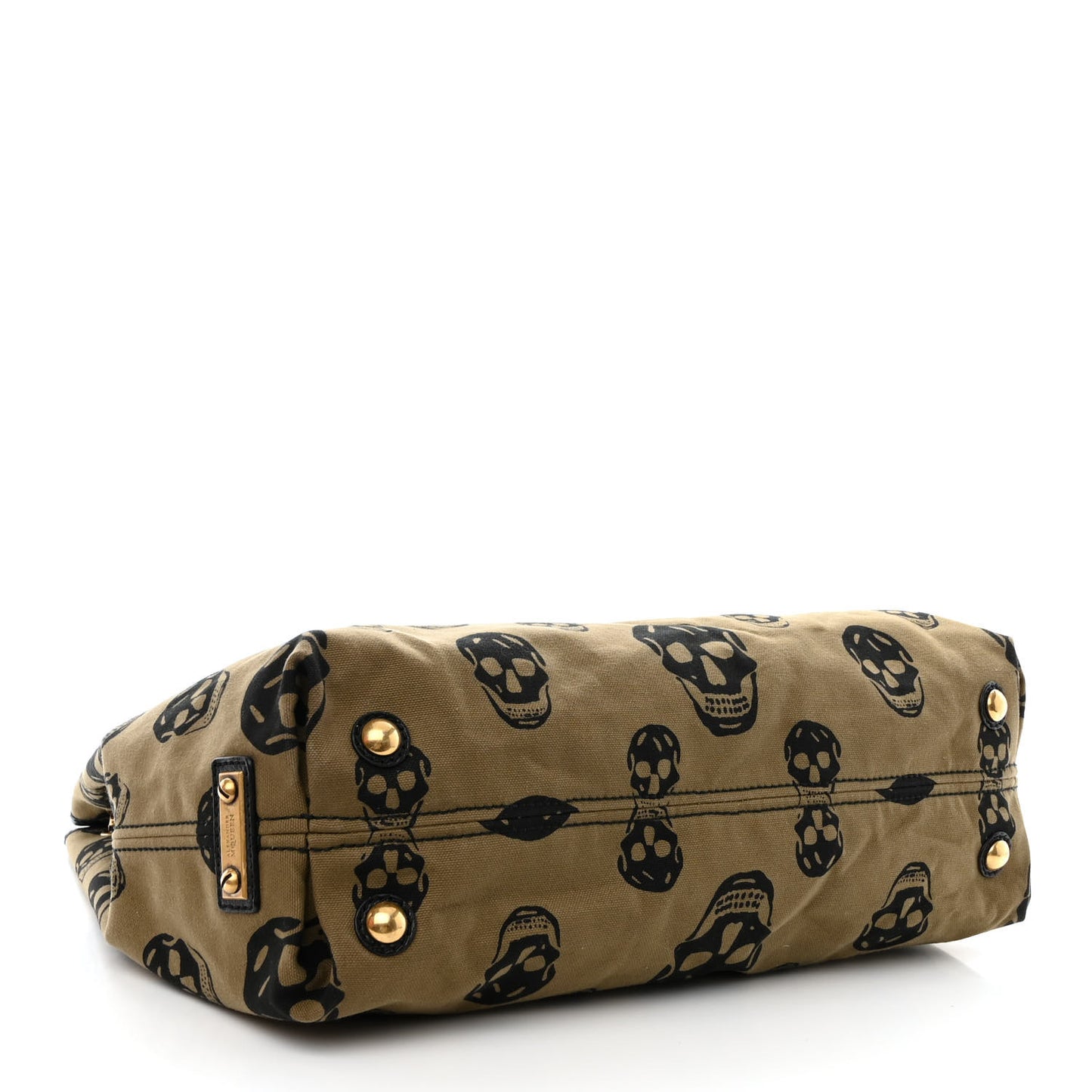 Canvas Skull Print Shoulder Bag Green Black