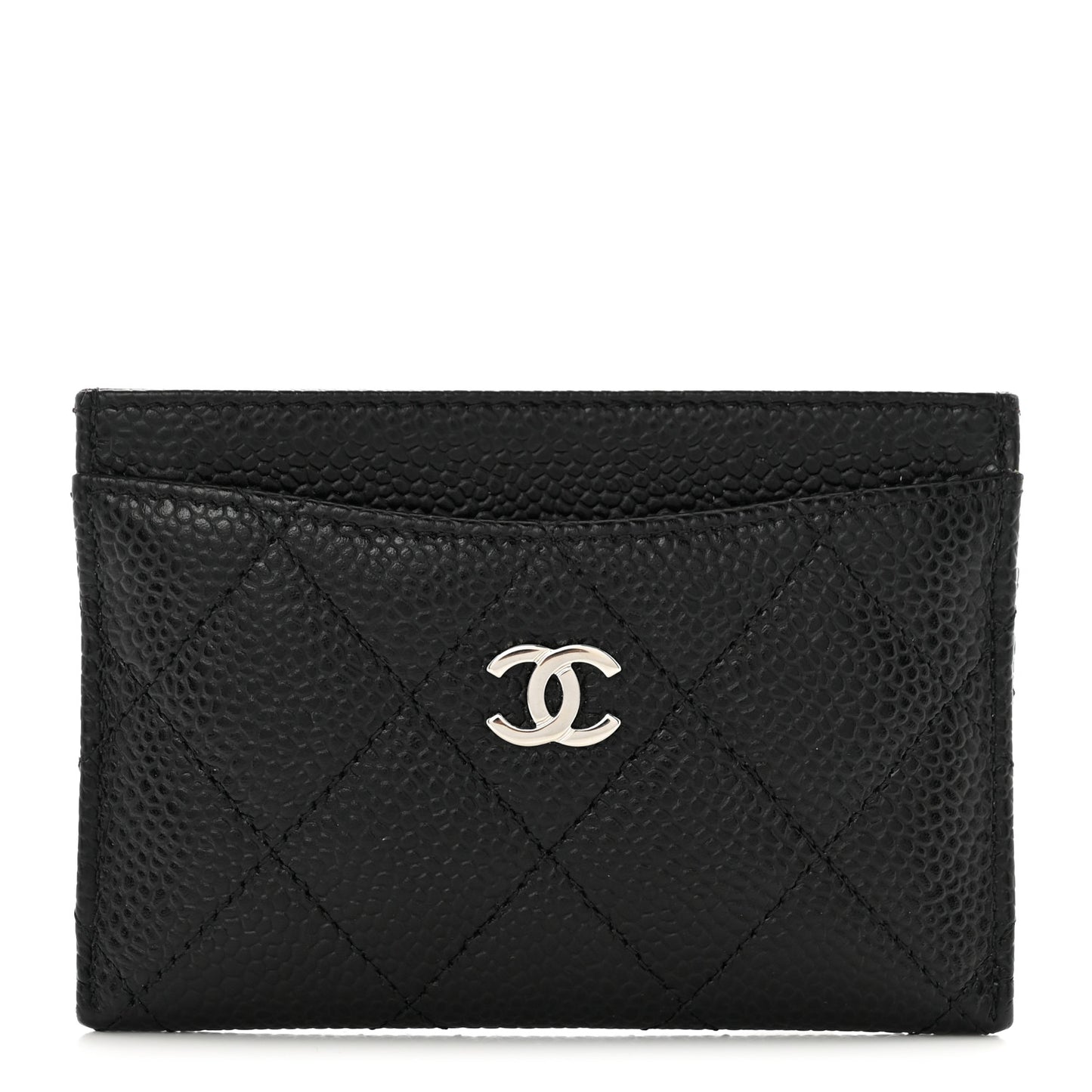 Caviar Quilted Card Holder Black
