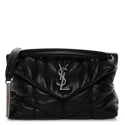 Saint Laurent Lambskin Quilted Small Loulou Puffer Monogram Chain Satchel Black 1 of 9