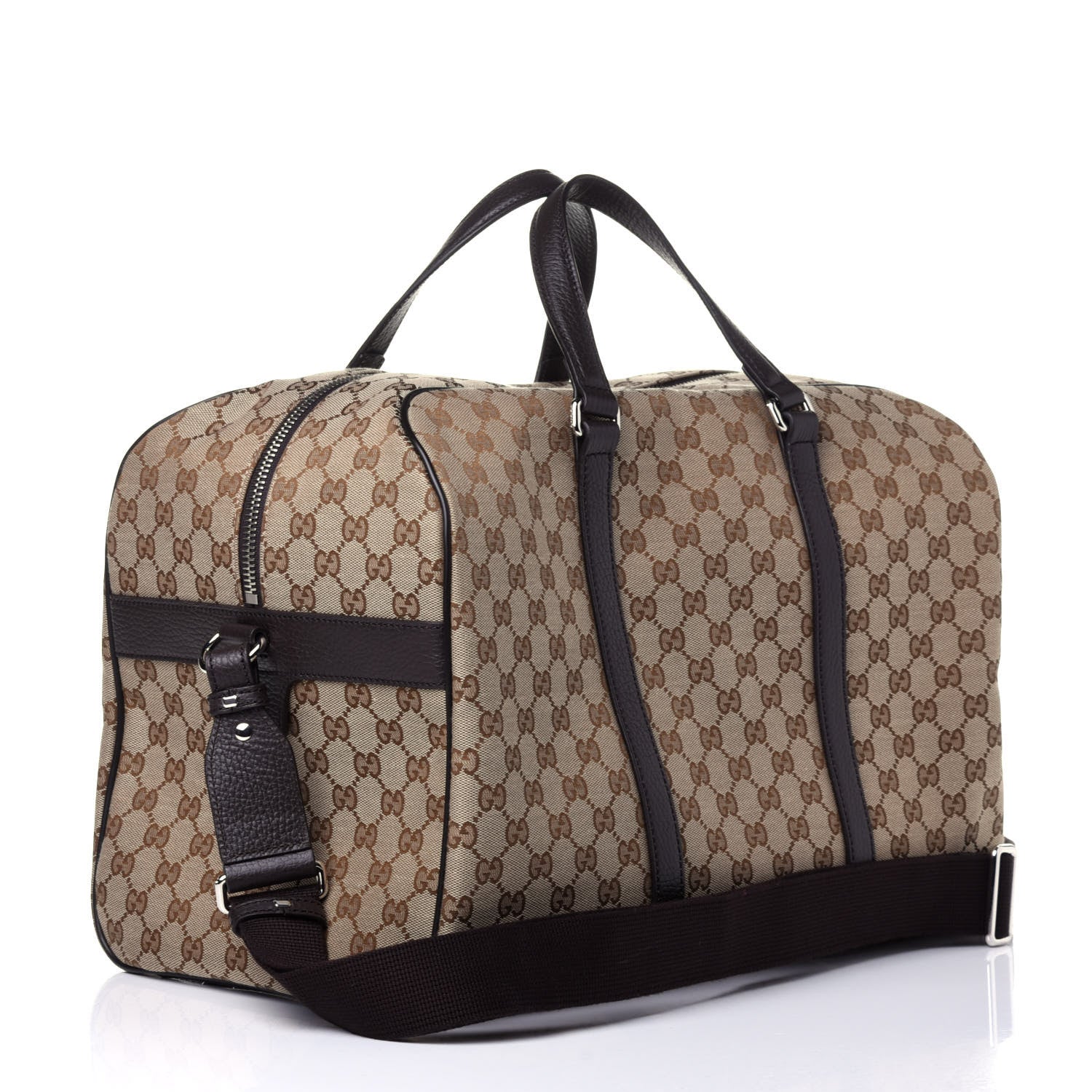 Gucci Monogram Dollar Calfskin Boston Duffle Bag Beige Ebony Testa di Moro Marrone Scuro 4 of 12