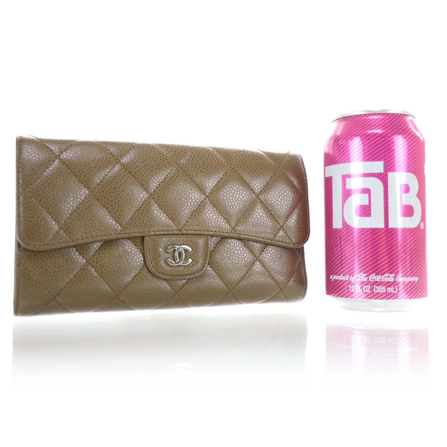 Caviar Quilted Large Flap Wallet Brown