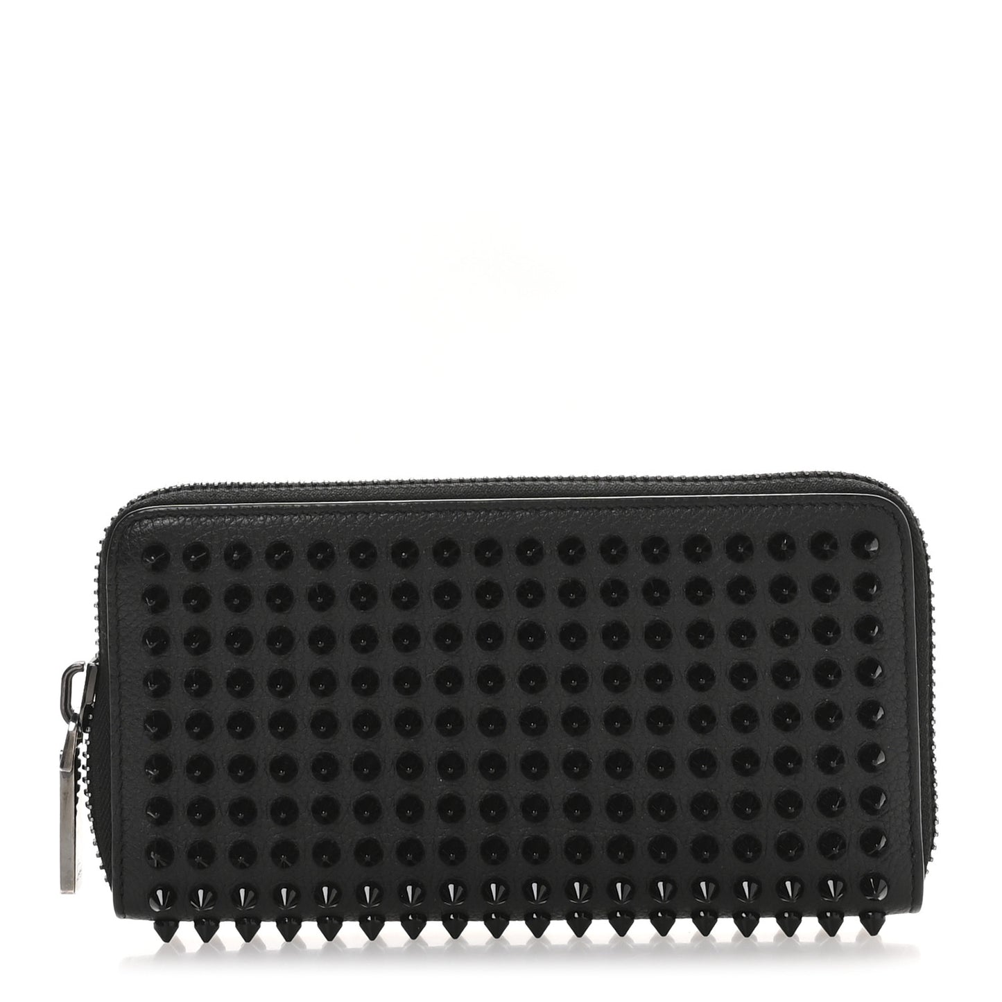 Calfskin Empire Panettone Spiked Zip Around Wallet Black