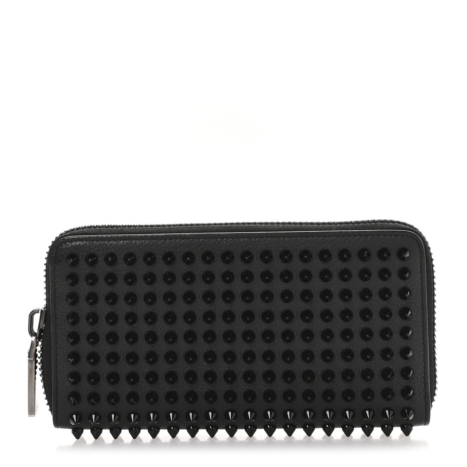 Christian Louboutin Calfskin Empire Panettone Spiked Zip Around Wallet Black 1 of 8
