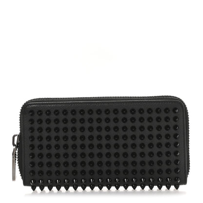 Christian Louboutin Calfskin Empire Panettone Spiked Zip Around Wallet Black 1 of 8