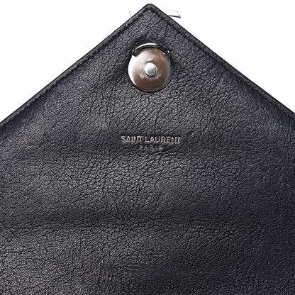 Saint Laurent Sheepskin Matelasse Chevron Monogram Medium College Bag Black 6 of 14