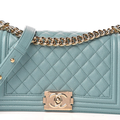 Chanel Caviar Quilted Medium Boy Flap Light Blue 9 of 9