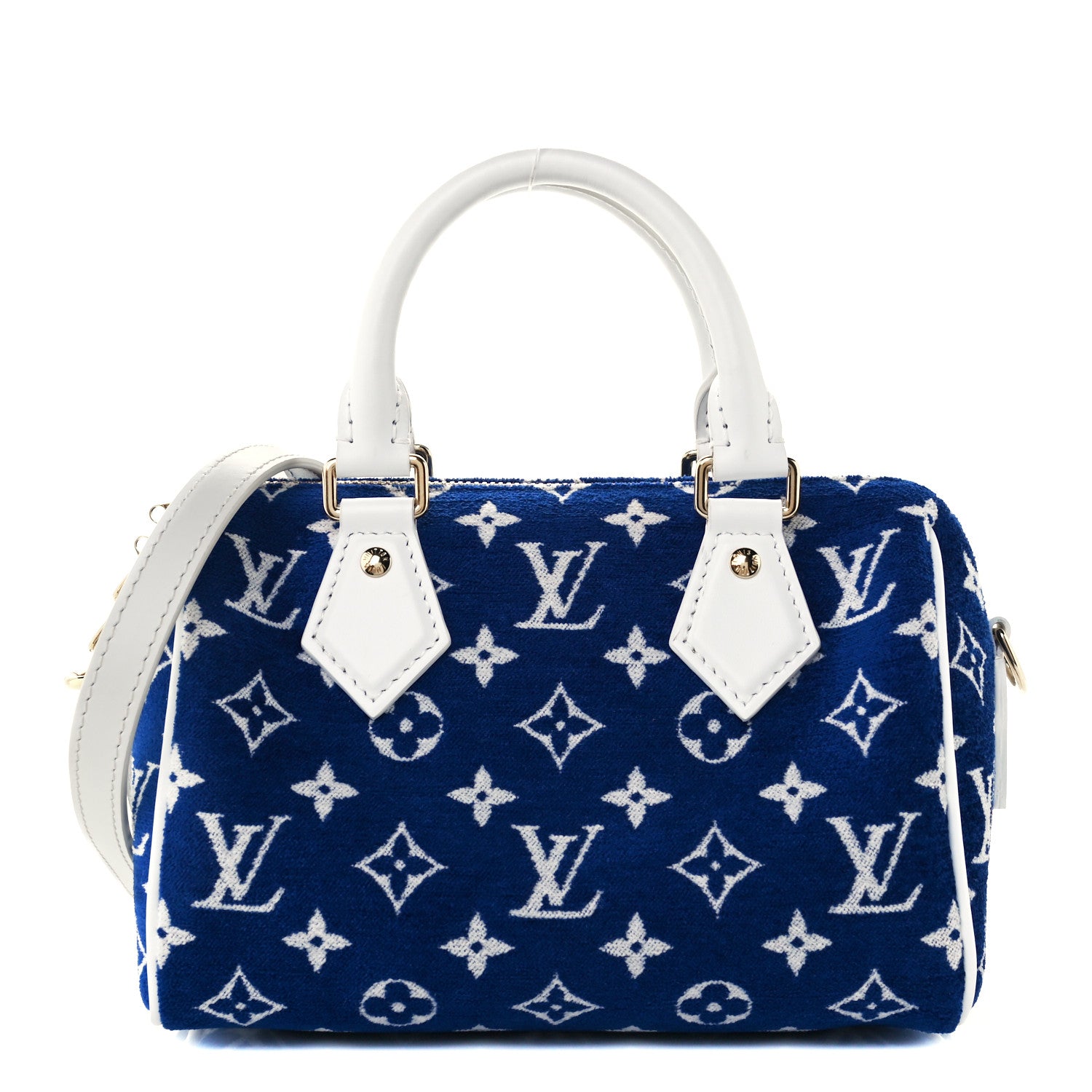 Louis Vuitton Jacquard Velvet Monogram LV Match Speedy Bandouliere 20 Blue 1 of 9