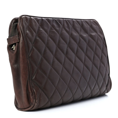 Chanel Lambskin Quilted Cosmetic Case Brown 3 of 12