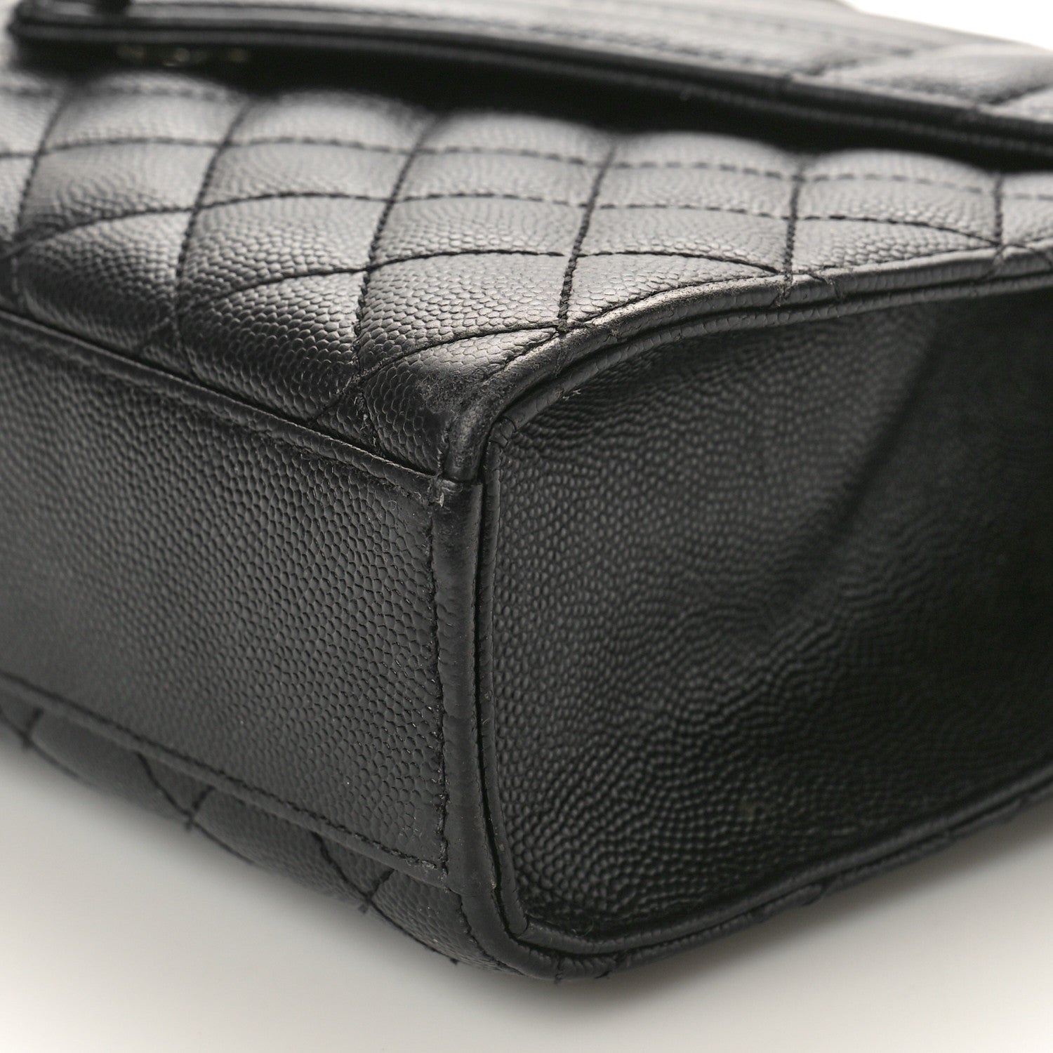 Saint Laurent Grain De Poudre Textured Mixed Matelasse Large Triquilt Monogram Monochrome Satchel Black 10 of 15