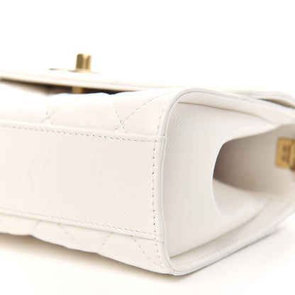 Chanel Crumpled Lambskin Quilted Mini CC Links Top Handle Flap White 9 of 12