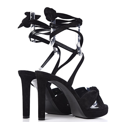 Saint Laurent Suede Hall 85 Platform Sandals 39.5 Black 4 of 12