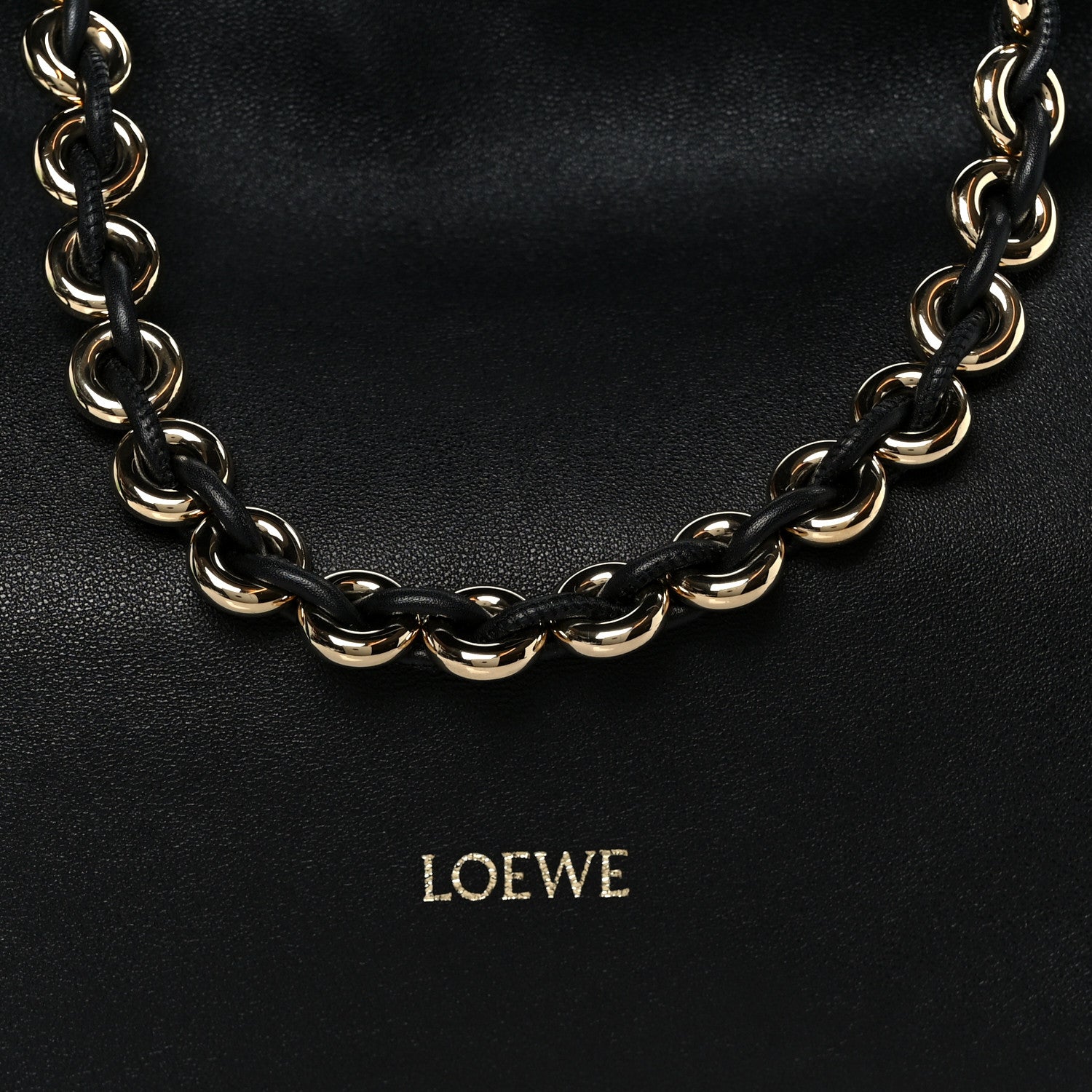 Loewe Mellow Nappa Medium Donut Chain Flamenco Knot Clutch Black 8 of 10
