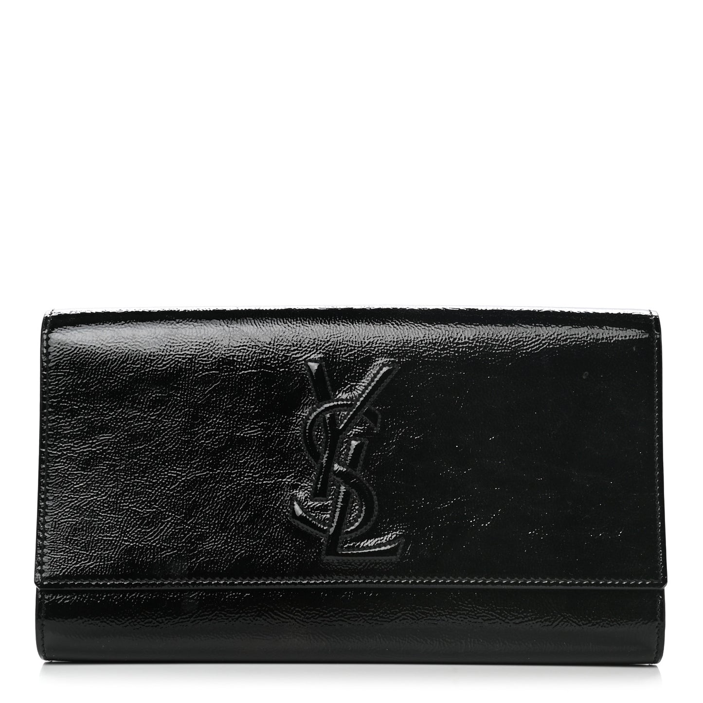 Textured Patent Monogram Small Belle De Jour Clutch Black