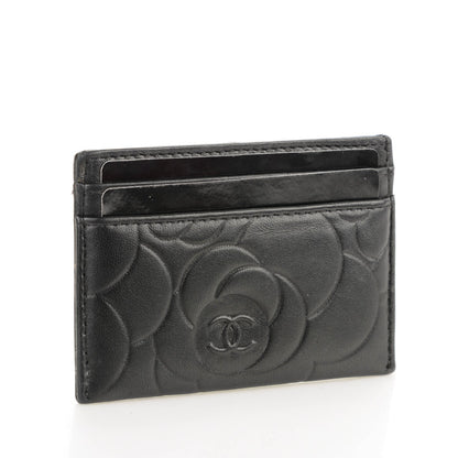 Chanel Lambskin Camellia Embossed Card Holder Black 3 of 6