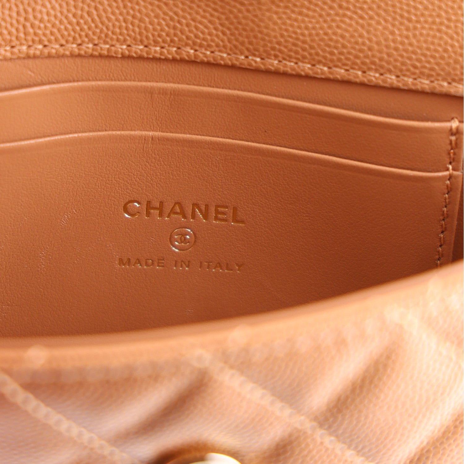 Chanel Caviar Quilted Chain Match Top Handle Phone Holder With Chain Beige 5 of 9