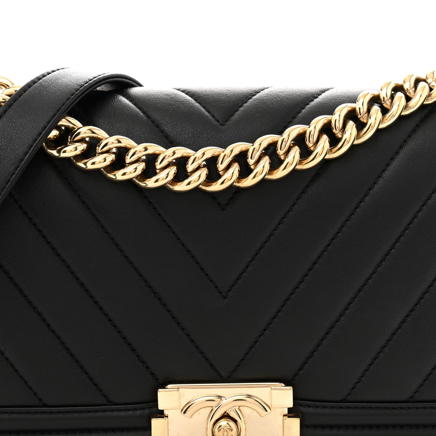 Chanel Lambskin Chevron Quilted Medium Boy Flap Black 8 of 10