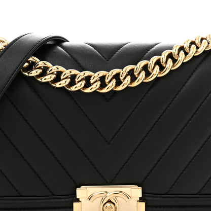 Chanel Lambskin Chevron Quilted Medium Boy Flap Black 8 of 10