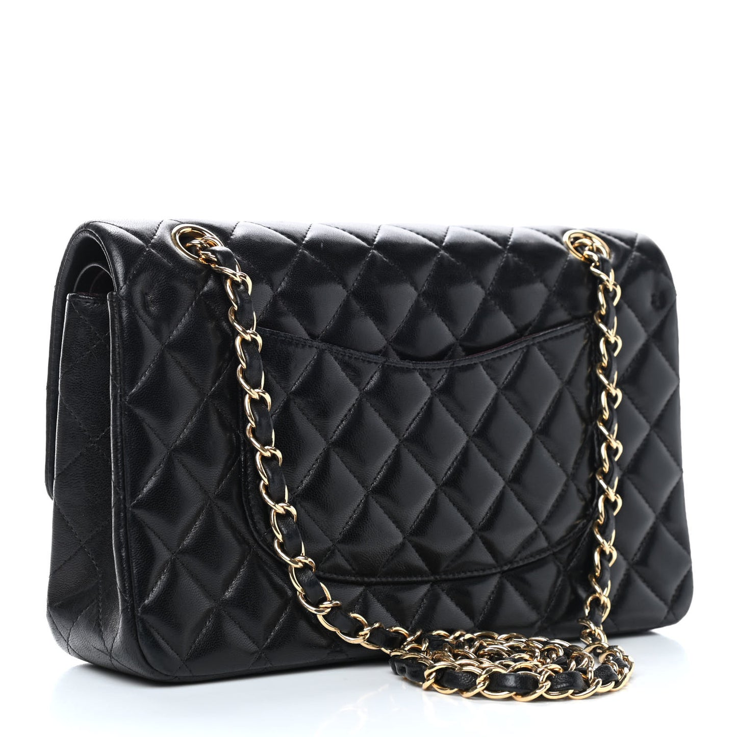 Lambskin Quilted Medium Double Flap Black
