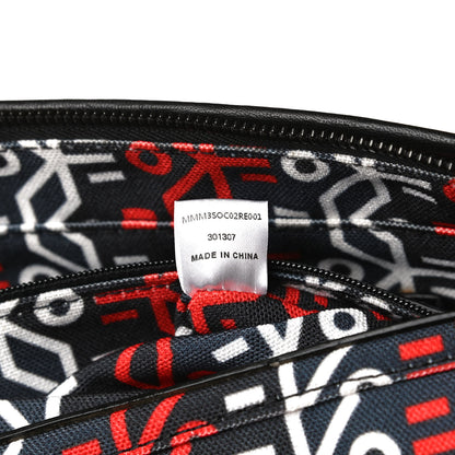 MCM X Ekocycle Monogram Coated Canvas Studded Messenger Bag Red 8 of 13