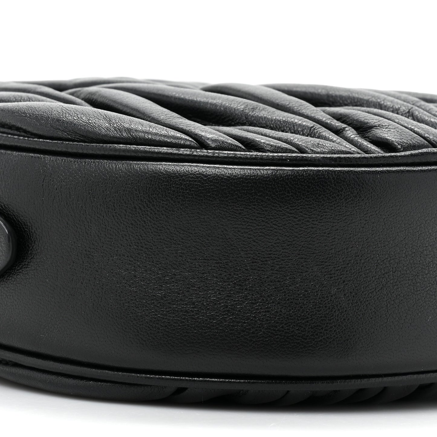 Nappa Matelasse Crystal Round Crossbody Bag Black