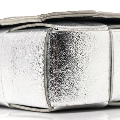 Bottega Veneta Metallic Lambskin Maxi Intrecciato Cassette Crossbody Bag Silver 9 of 11