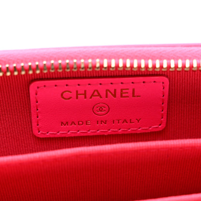 Chanel Patent Chevron Quilted Zip Around Boy Coin Purse Wallet Neon Pink 6 of 7